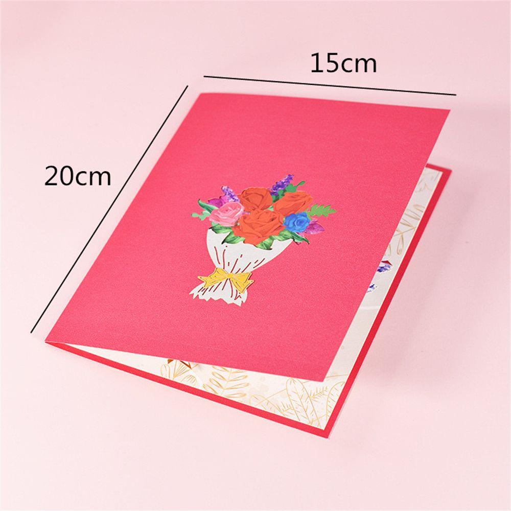 R-flower Mother's Day Greeting card Patung Kertas Undangan Buket Mawar Bunga Kartu Berkat Dengan Amplop Greeting Gift card