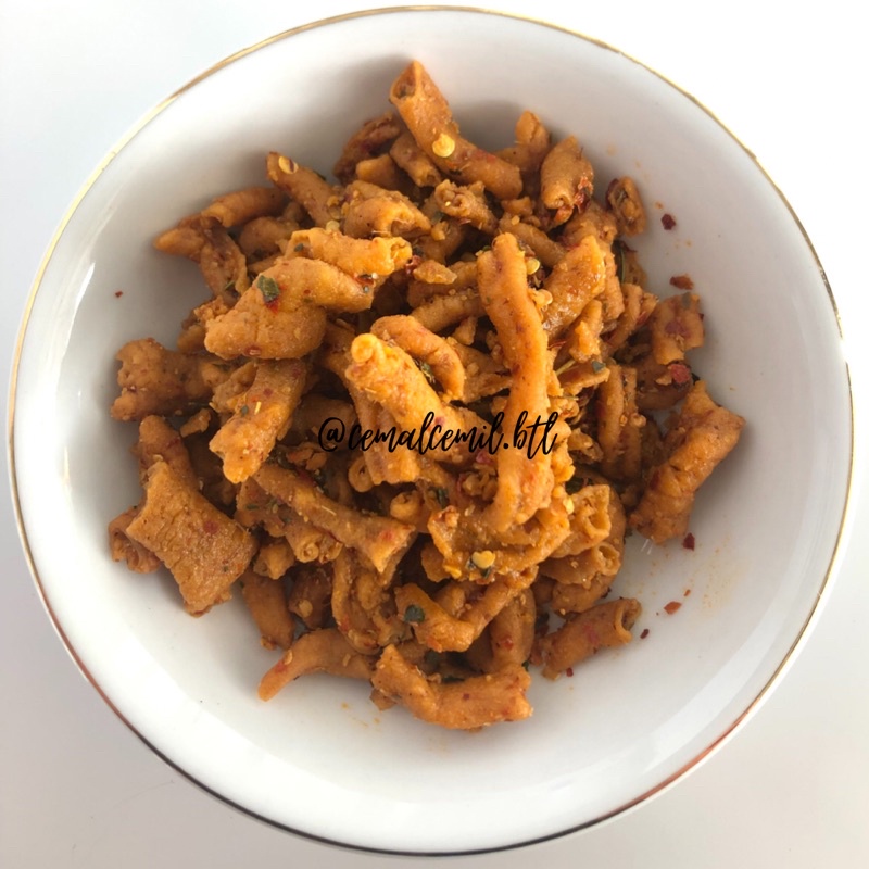 

Keripik usus original/pedas daun jeruk