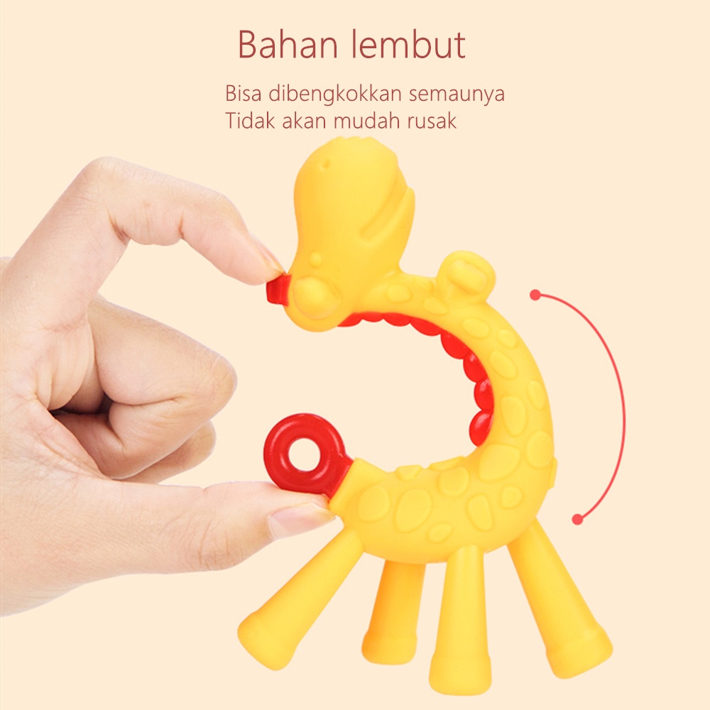 AIKOKY Mainan gigitan bayi silikon/bentuk jerapah teether bayi
