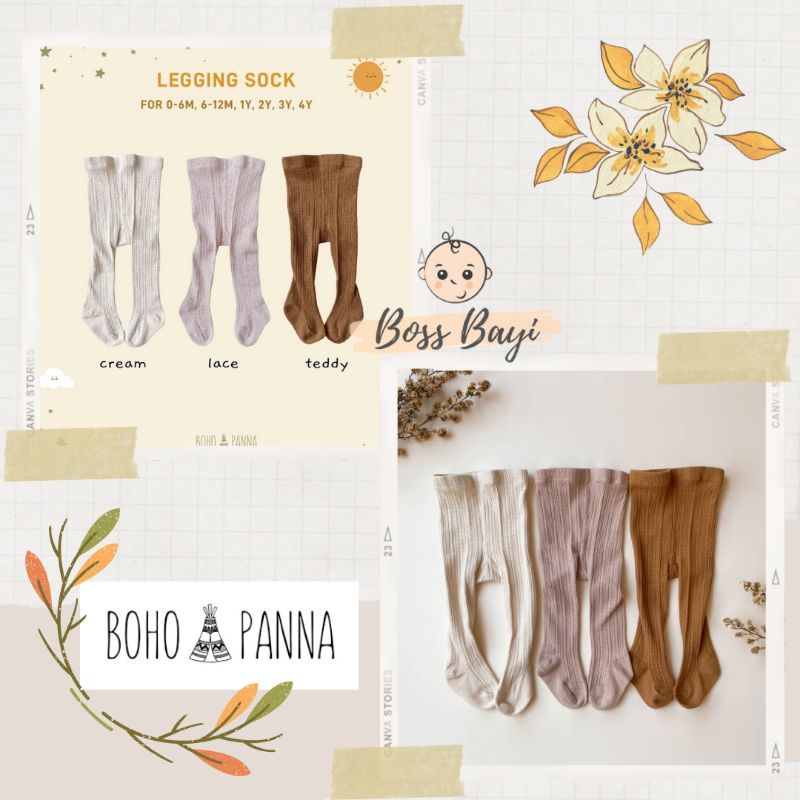 BOHOPANNA - Legging Sock Bohobaby - Legging Bayi Anak Polos