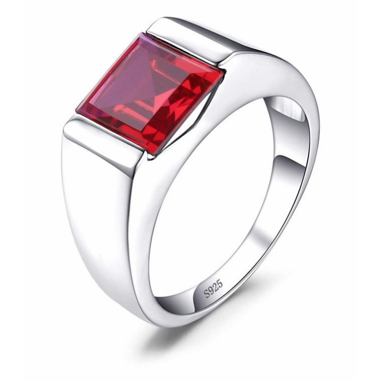 Cincin Polos Batu Zircon Merah Biru Hijau Lapis Perak