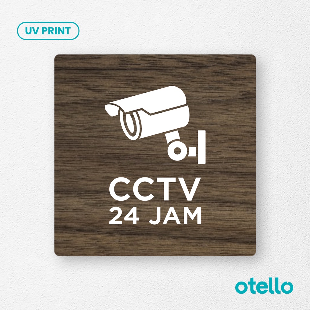 Signage CCTV 24 Jam Sign Board Kayu Print Tulisan Stiker Peringatan Papan Label Toko Kantor Restoran Office Wooden