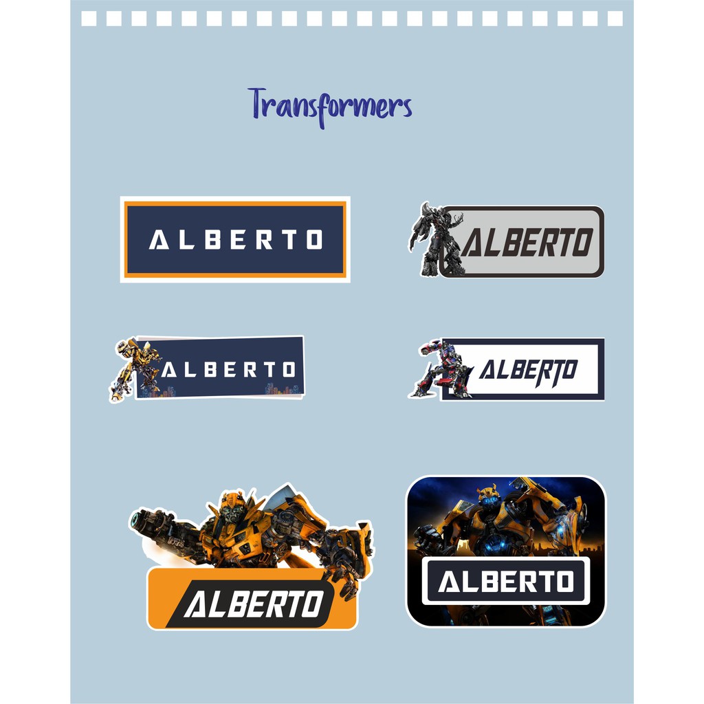 

192pcs Stiker Label Nama Kekinian Tahan Air & Anti Luntur untuk Umum Tema Transformers