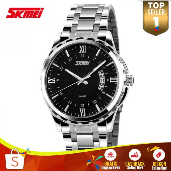 SKMEI Jam Tangan Analog Pria JT 17 Jam Cowok Stainless Steel Waterproof Berkualitas Stylish Unik