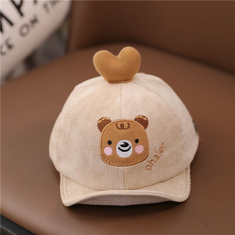 topi anak bayi lucu | animals baseball hat | topi baseball karakter binatang-Beruang cream