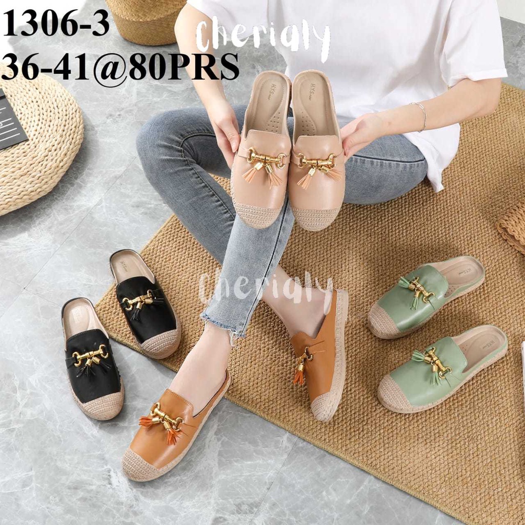 Sandal Jelly Selop Wanita Import Karet Motif Pita Anti Slip Bahan Empuk Elastis 1306-3 HYS