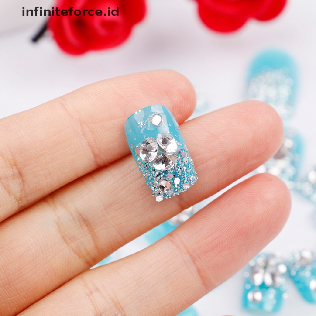 Infiniteforce.id 24Pcs / Set Kuku Palsu Pendek full coverage Untuk Pengantin Wanita