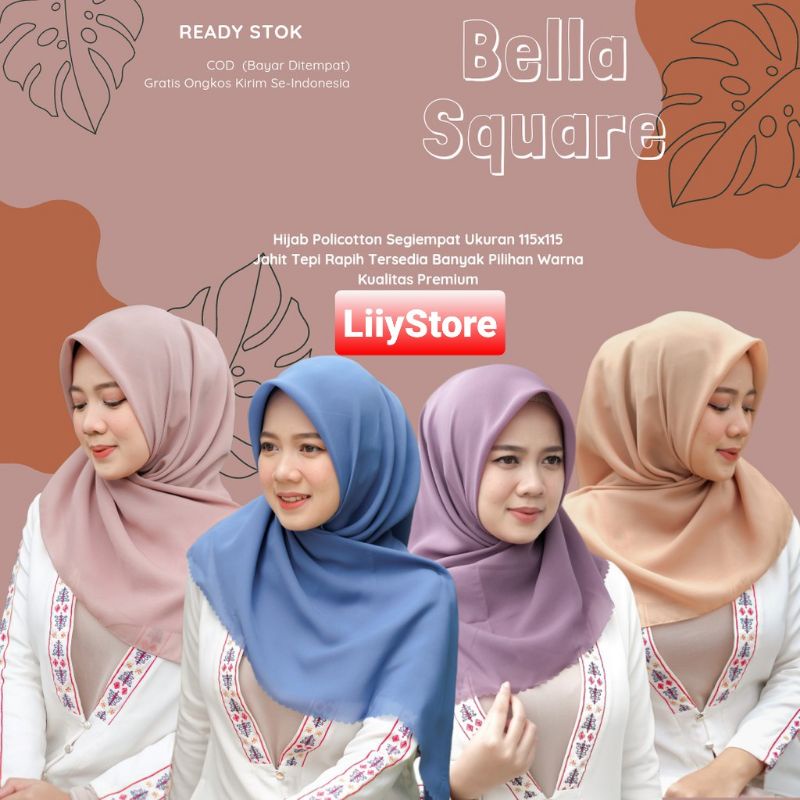 MURAH ! HIJAB BELLA SQUARE JAHIT TEPI BAHAN POLYCOTTON PREMIUM MEREK UMAMA SCARF JILBAB KERUDUNG SEGI EMPAT