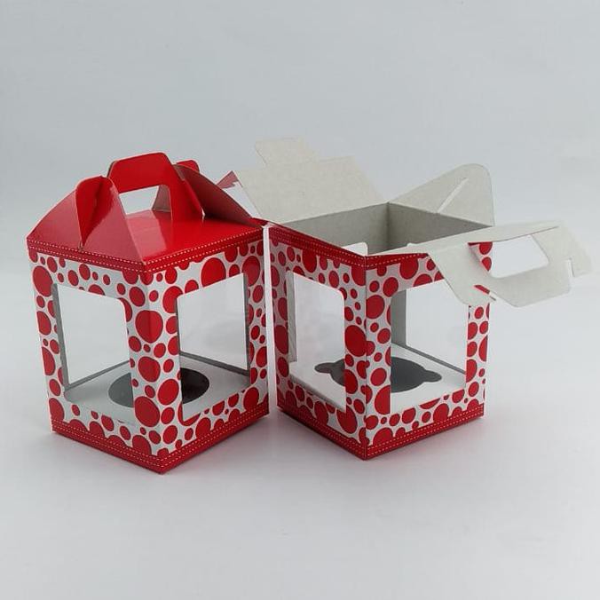 

Produk Unggulan] Kotak / Dus / Kardus / Box Cup Cake Isi 1 Kue Muffin Motif Polkadot - Merah
