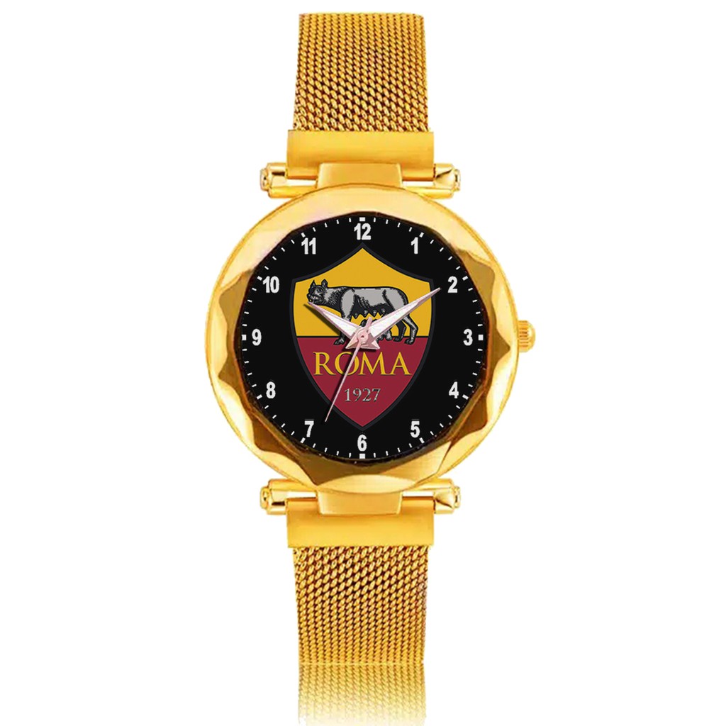 Jam Tangan Wanita Custom - AS ROMA MOTIF 1 Free Box &amp; Batre Cadangan