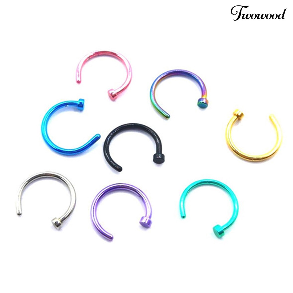 Twowood 8 Pcs/Set Nose Clip C Shape Electroplate Unisex Different Colors Lady Lip Clip for Parties