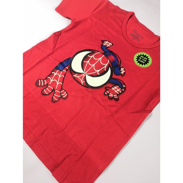 Kaos Anak Laki-Laki Spiderman Merah New Glow in the dark Baju Atasan Rhymes