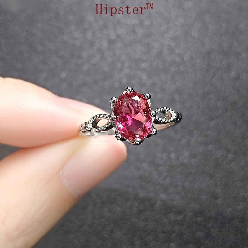 European and American Graceful and Fashionable Inlaid Ruby Adjustable Ring