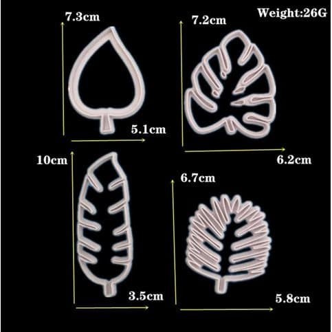 Fondant Cutter - Cetakan Fondant Tropical Leaves (4pcs)