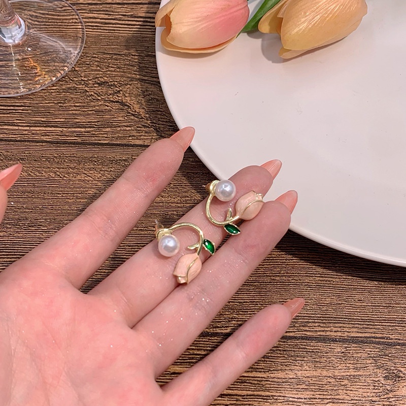 Anting Mutiara Desain Tulip Pink Untuk Wanita 2022