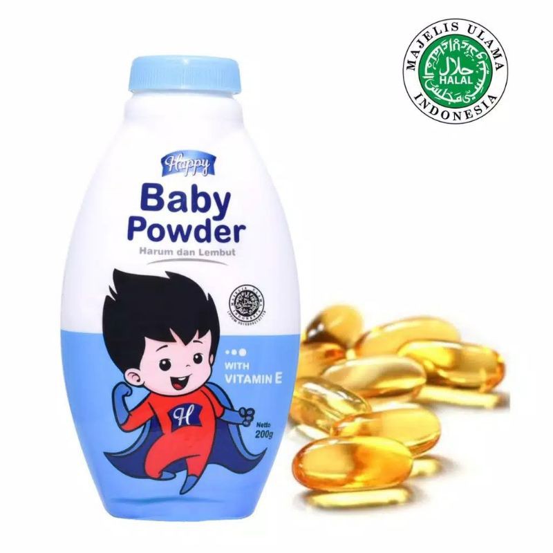 Happy Bedak Baby Powder Vitamin E 200gr