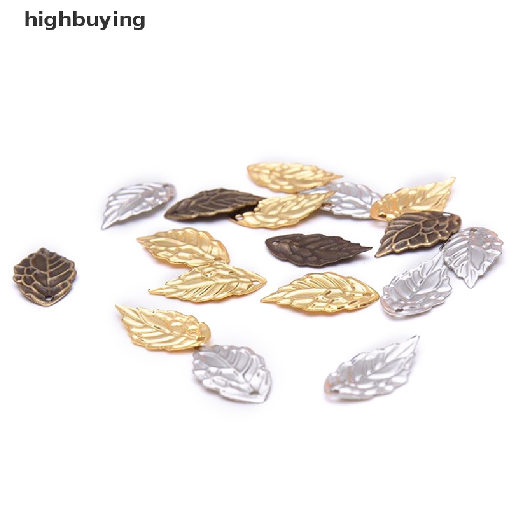 Hbid 100Pcs / Set Liontin Daun Hollow Untuk Membuat Perhiasan DIY