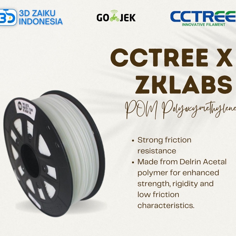 CCTree X ZKLabs 3D Filament POM Polyoxymethylene Bahan Import dari USA