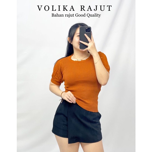 MDLV ~ Volika Rajut Atasan Blouse rajut Lengan Pendek Fashion Wanita