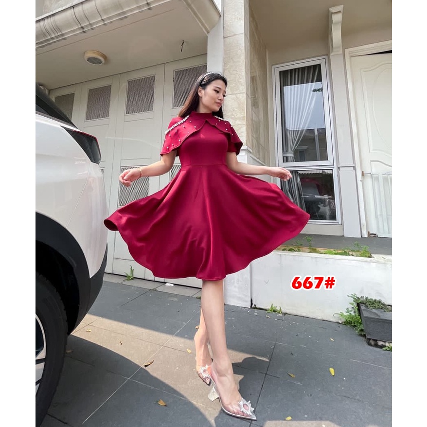 Dress 667/Midi Dress Pesta Scuba Premium / Baju Natal Import Best Seller/ 100%Realpicture