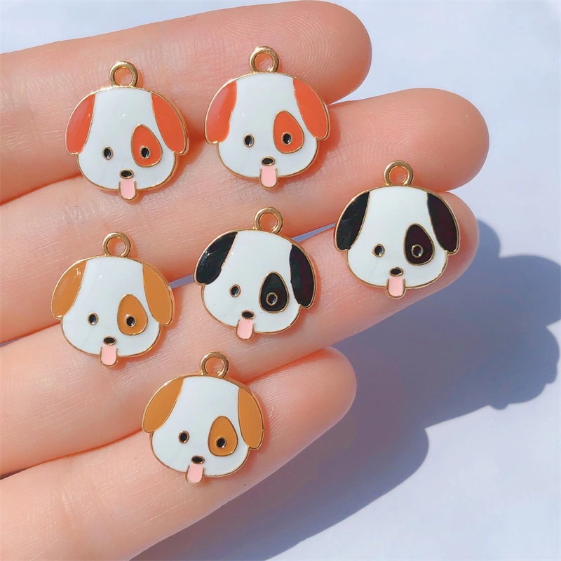 4pcs Liontin Enamel Bentuk Anjing Kecil Untuk Membuat Perhiasan Kalung Gelang