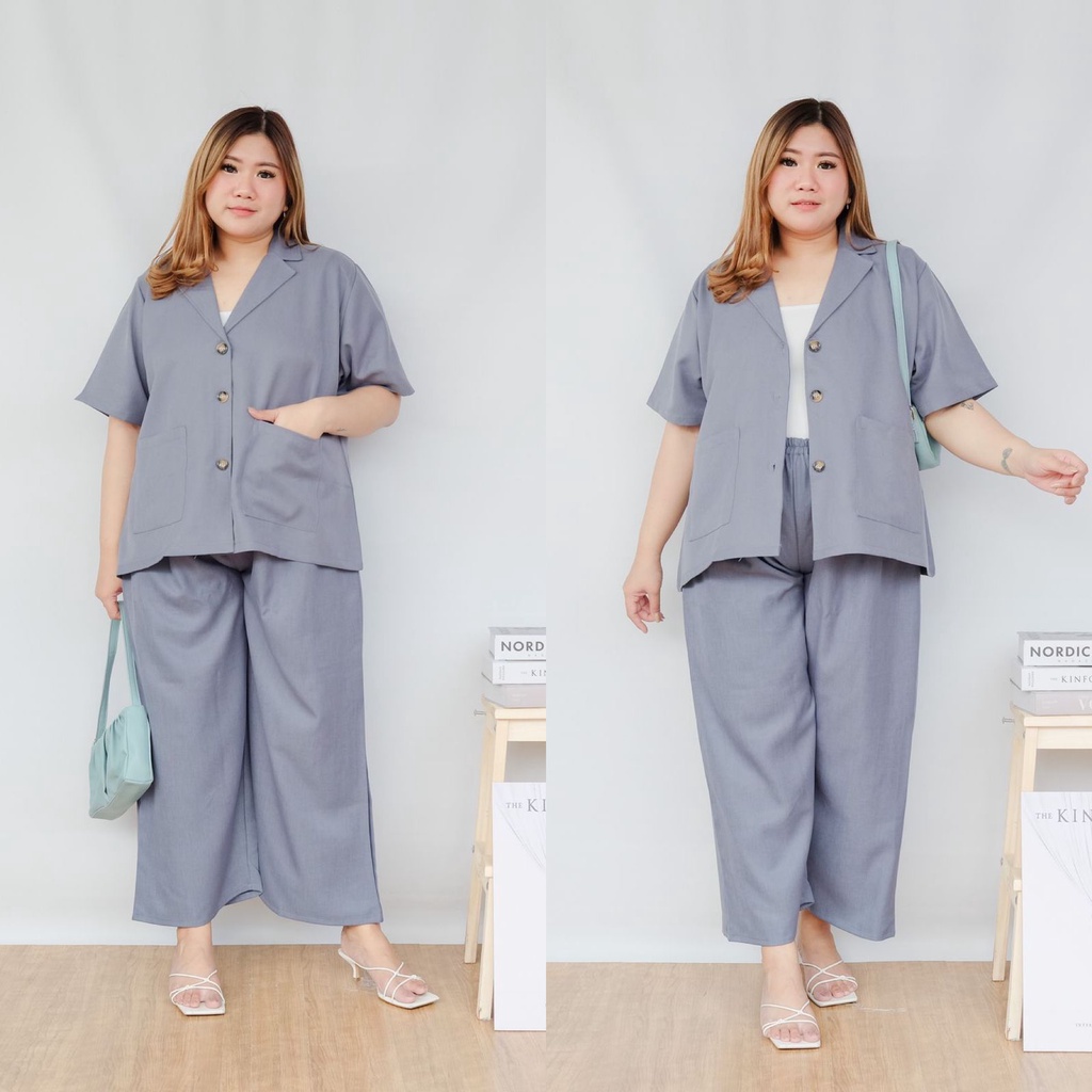 BIGWELL.ID PINA SET KERAH - SETELAN WANITA BIG SIZE / SETELAN JUMBO / BAJU FASHION BIG SIZE