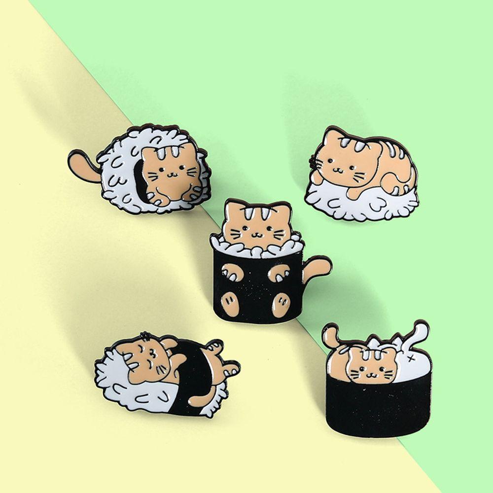Agustinina Kucing Sushi Bros Kepribadian Dekorasi Hadiah Desain Kartun Alloy Gadis Gaya Korea Lencana