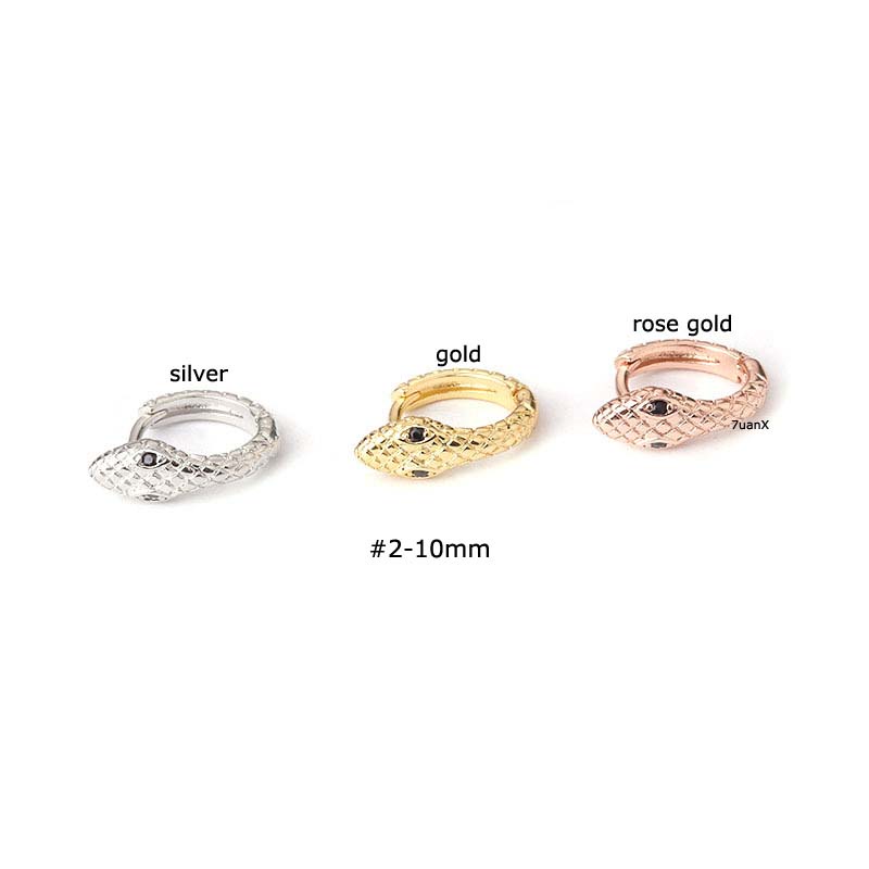 1pc Anting Hoop Bentuk Ular Bahan Tembaga Dengan Zircon Warna Silver / Gold / Rose Gold