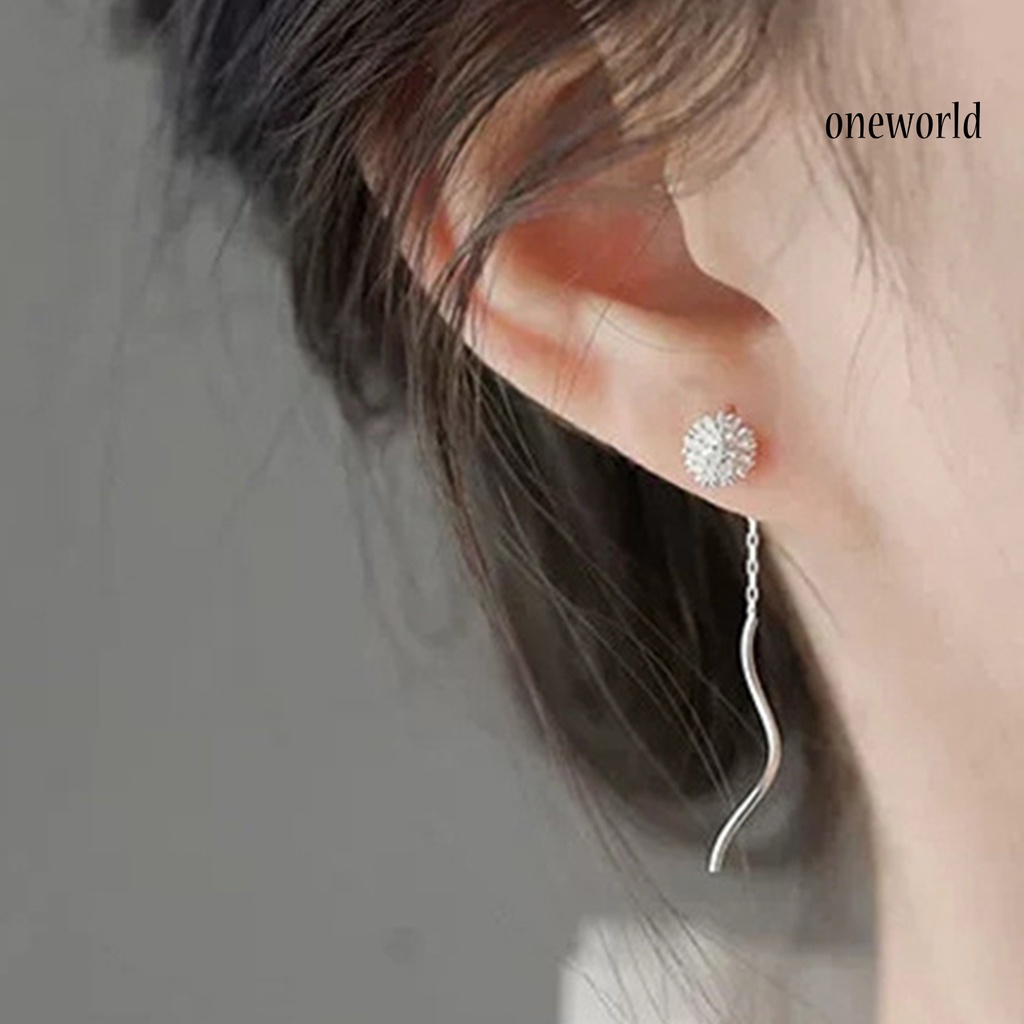 OW# 1 Pair Attractive Ladies Flower Earrings Decorative Long Dangle Dandelion Earrings for Daily Life