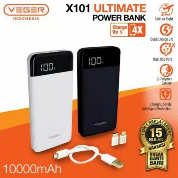 Power Bank Veger Ultimate LED 10.000mah X101 VEGER Original