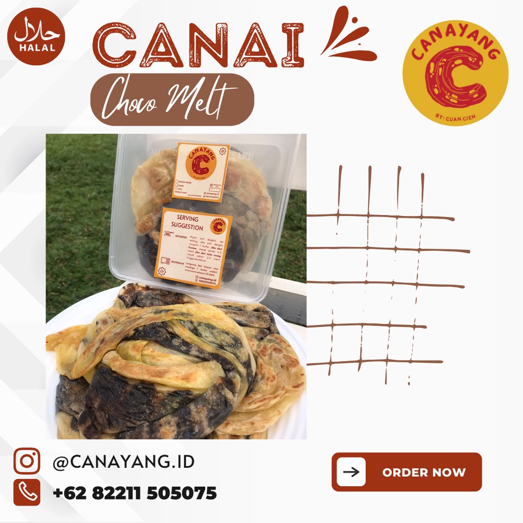 

Roti Cane / Roti Canai / Roti Maryam Frozen (5pcs) Choco Melt