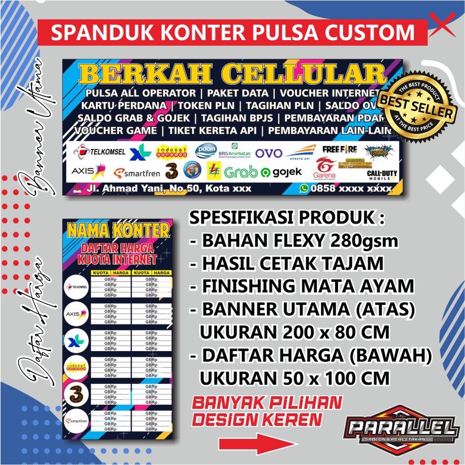 Jual SPANDUK KONTER CUSTOM, BANNER KONTER CUSTOM, SPANDUK COUNTER PULSA ...