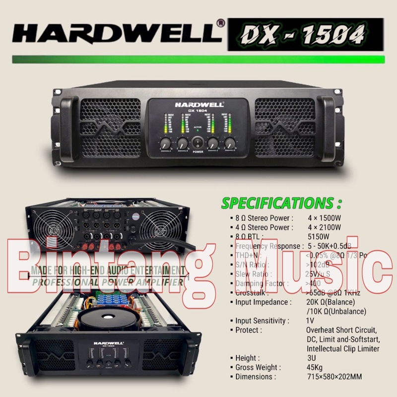 Power Amplifier Hardwell DX 1504 Original 4 Channel hardwell dx1504