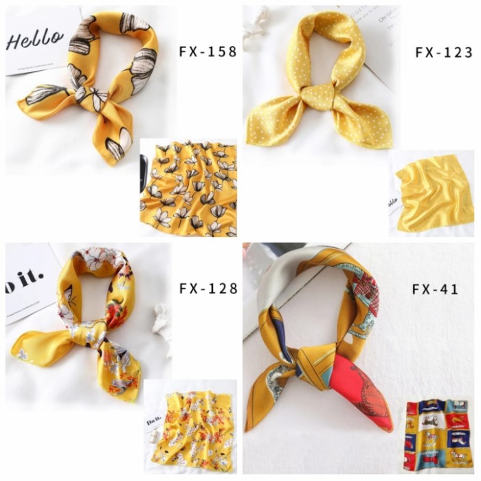 Scarf Syal Leher Pramugari Bandana Kain Silk 50X50Cm