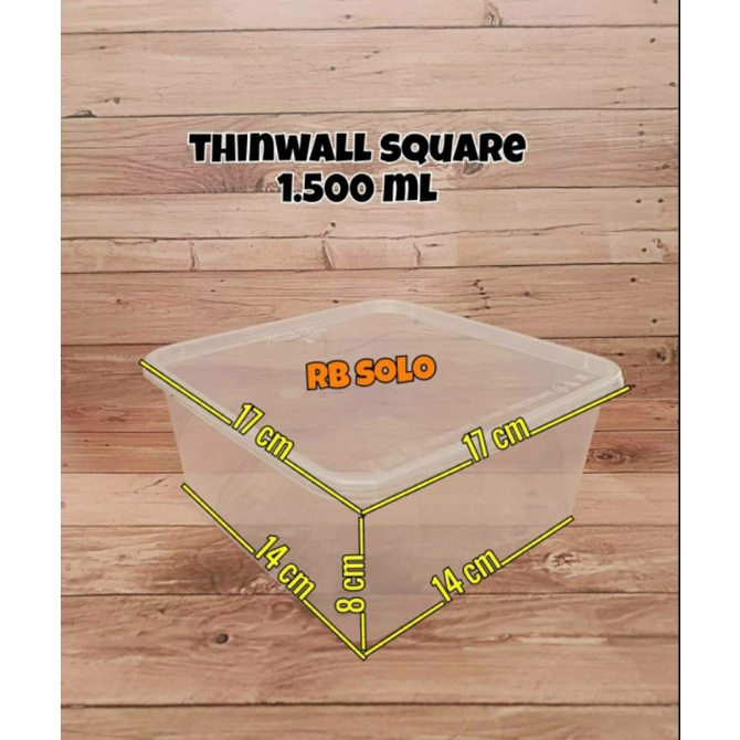 Thinwall 1500 ml Square SQ Kotak Microwave Oven Safe