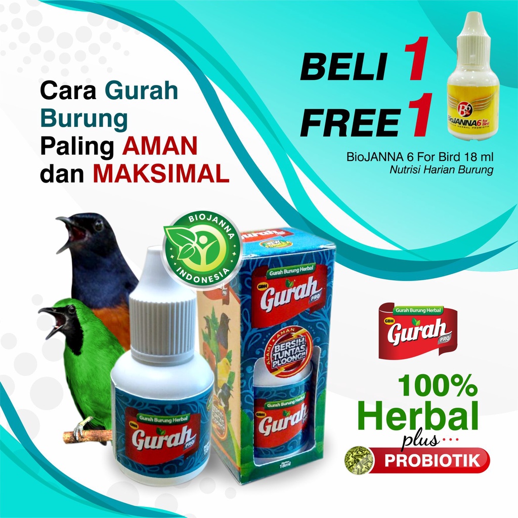 Gurah Pro |Gurah Herbal Burung atasi Macet Bunyi,Serak dan Perawatan Nafas Burung (herbal+Probiotik)