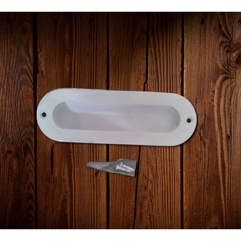 Handle pintu sliding/ Handle pintu geser/ Handle tanam/kom oval oval putih tanggung