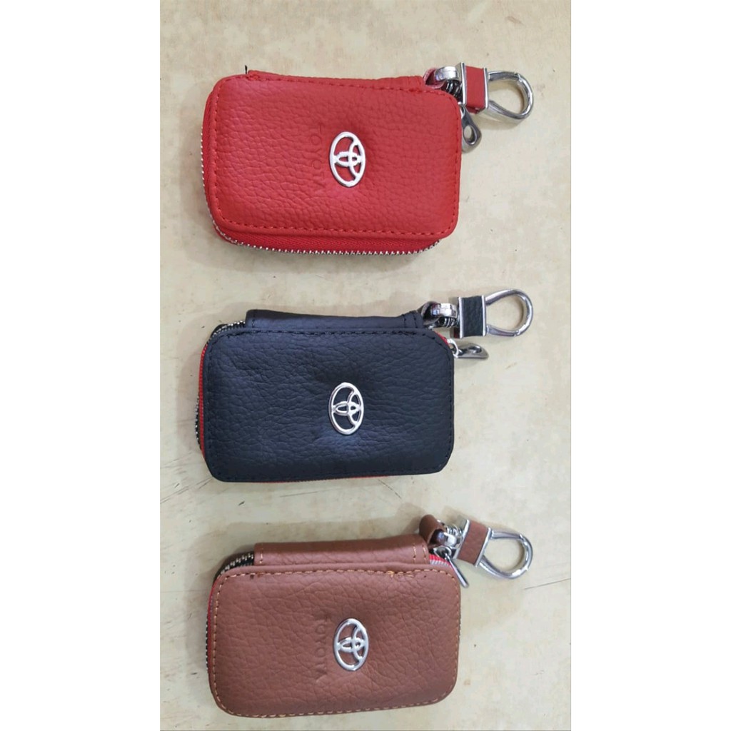 Dompet Stnk  MOBIL MOTOR + gantungan kunci LOGO TOYOTA warna hitam merah cream beige UNIVERSAL