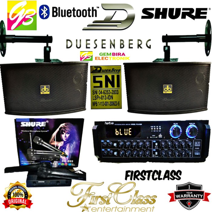Paket Karaoke Speaker dusenberg ampli mixer bluetooth sound rumahan