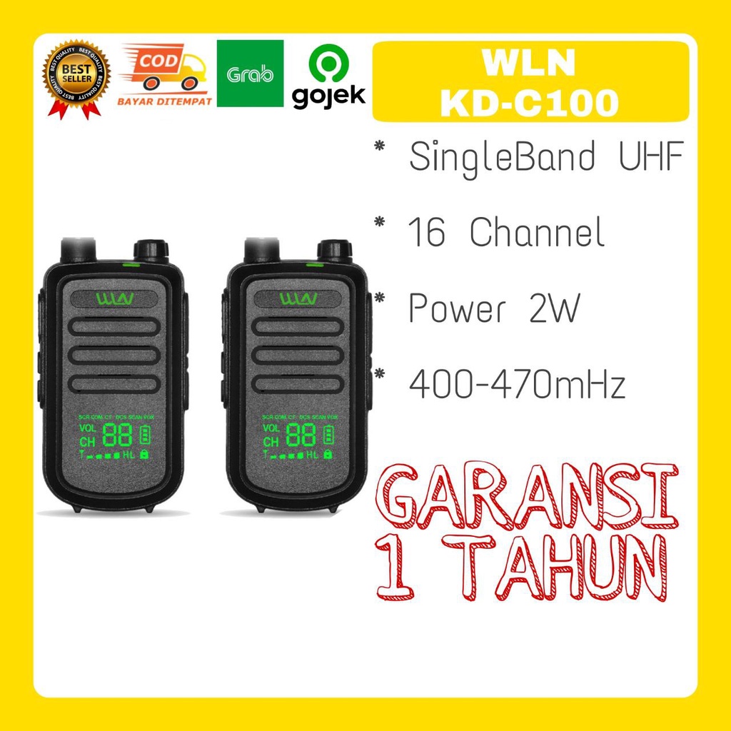HT Wln KD C100 (isi 2) singleband UHF Garansi 1th Handy talky Wln Kdc100 | Hate Wlan KD C100 / KdC10