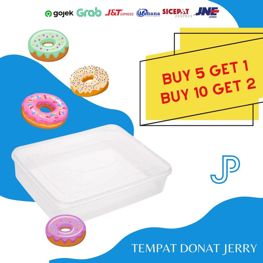 Grosir Kotak Plastik Box Tempat Kue Donat Wadah Makanan Serbaguna 6pc