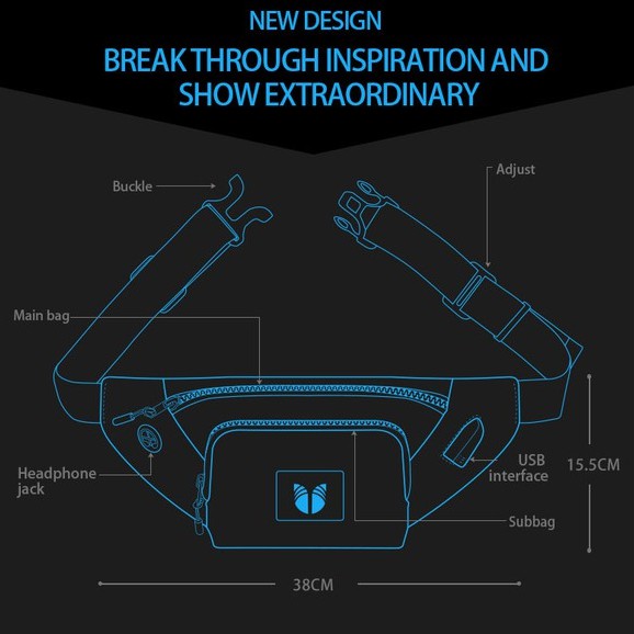 YIPINU YPU-DS Tas Selempang Pria Wanita Waistbag Waterproof WATCHKITE WKOS