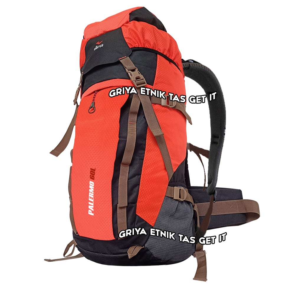 Keril Gunung 60liter Ori Elbrus FREE RAIN COVER Ransel Carrier Jumbo Camping Hiking Palermo