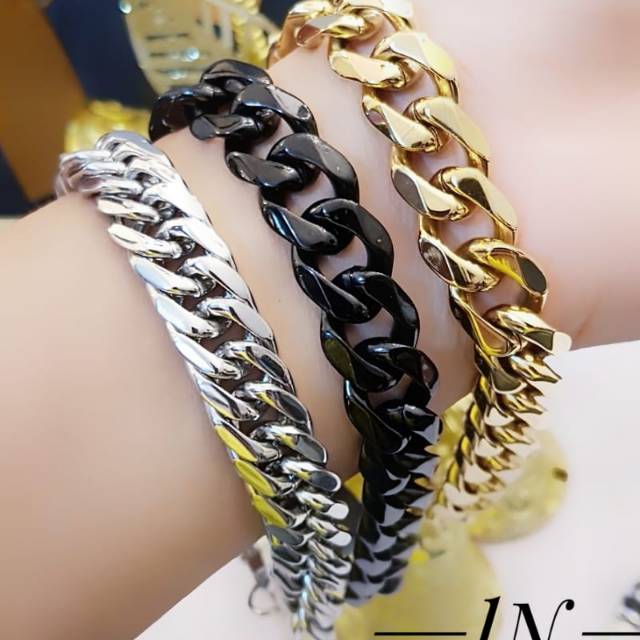 Gelang titanium lapis emas 24k  0209