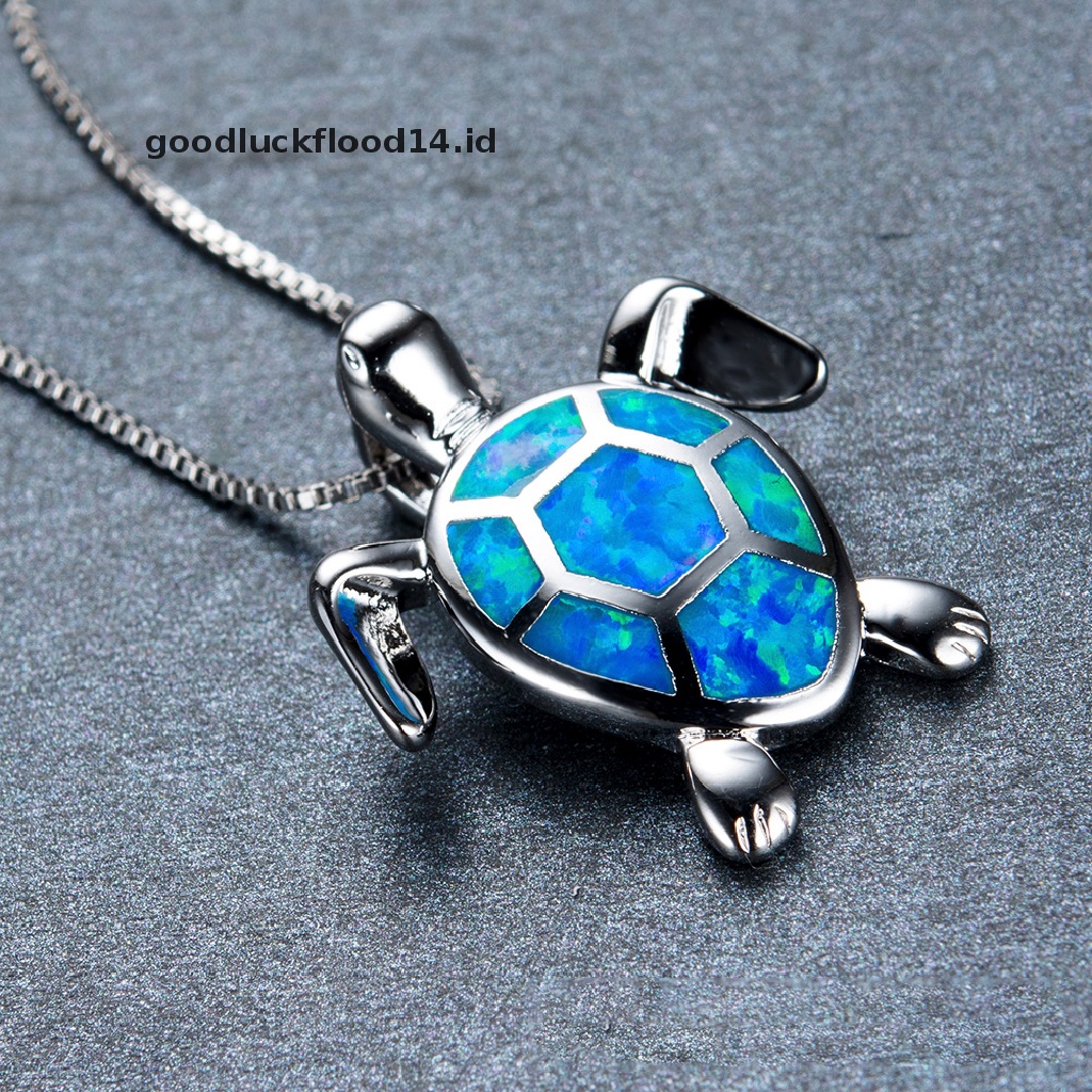 [OOID] Cute Fire Opal Sea Turtle Pendant Choker Chain Necklace Women Jewelry Gift ID