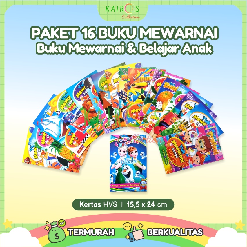 Paket Hemat 16 Buku Mewarnai dan Belajar Anak Buku Gambar Buku Warna (GRATIS 1 Buku Warna Karakter)