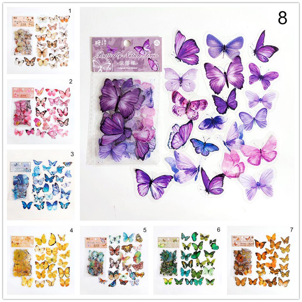 Preva 40pcs Butterfly Stiker Transparan Tahan Air Album Foto Romantis Planner Jurnal Handbook PET Notes Scrapbooking