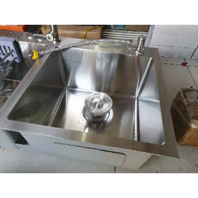 Bak cuci piring 2 lubang stainless tebal 304 THSINK 8245  PAKET LENGKAP