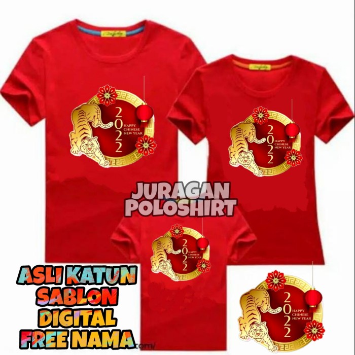 KAOS IMLEK 2022 TIGER-KAOS IMLEK FAMILY-KAOS UNISEX PRIA/WANITA-JRG32 - kaos distro imlek 2022