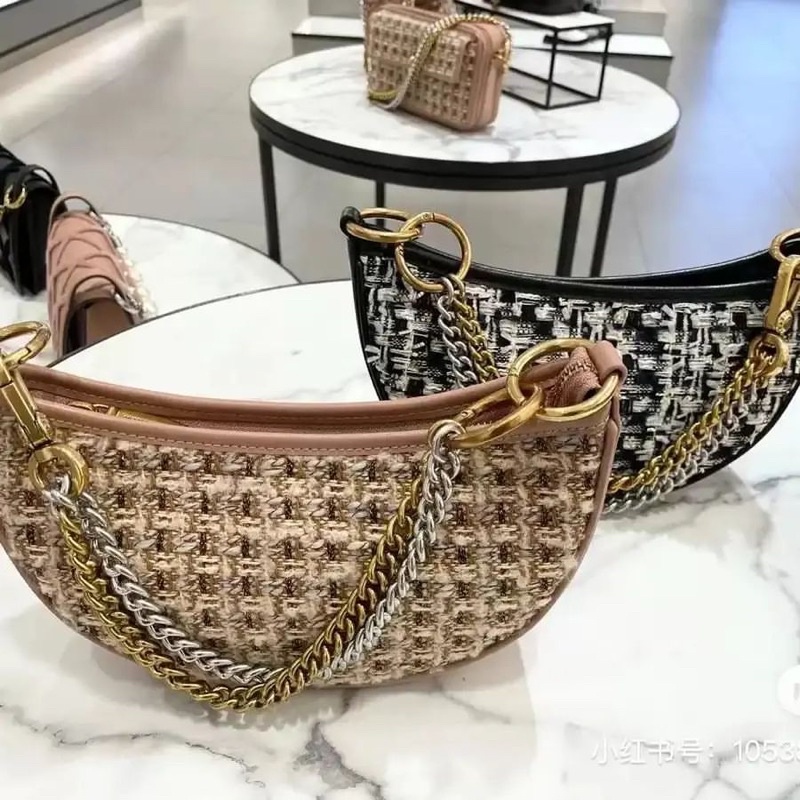 Tweed Crescent Crossbody Bag